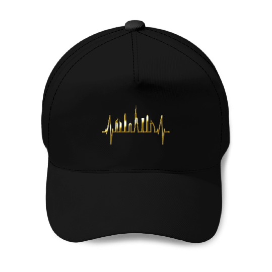 Dubai Skyline Heartbeat Burj Khalifa Silhouette Baseball Caps