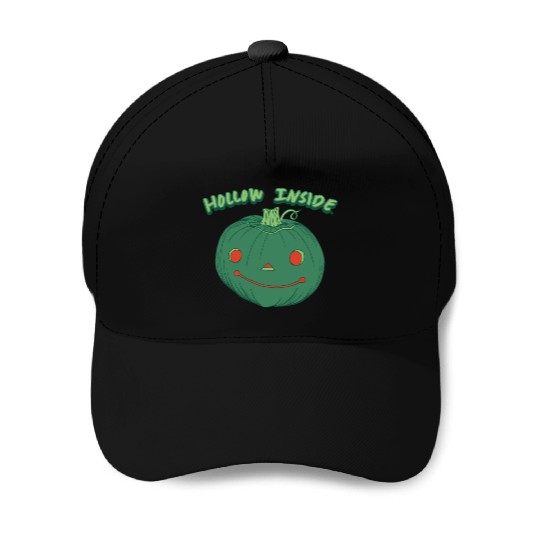Hollow Inside - Punny Green Jack-o-Lantern Pumpkin Baseball Caps