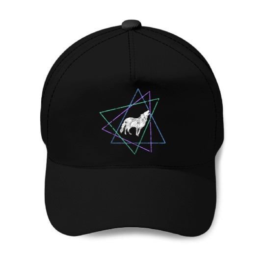 Geometric Howling Wolf Baseball Caps