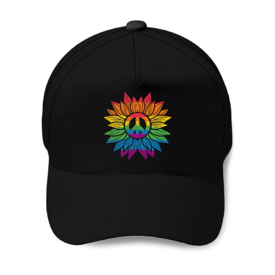 Rainbow Sunflower Love Is Love LGBT Gay Lesbian Baseball Caps