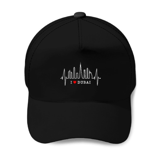 Dubai Skyline Heartbeat Burj Khalifa Silhouette Baseball Caps