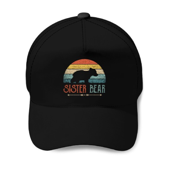 Cute Sister Bear Retro Little Sister Vintage Big Baseball Caps