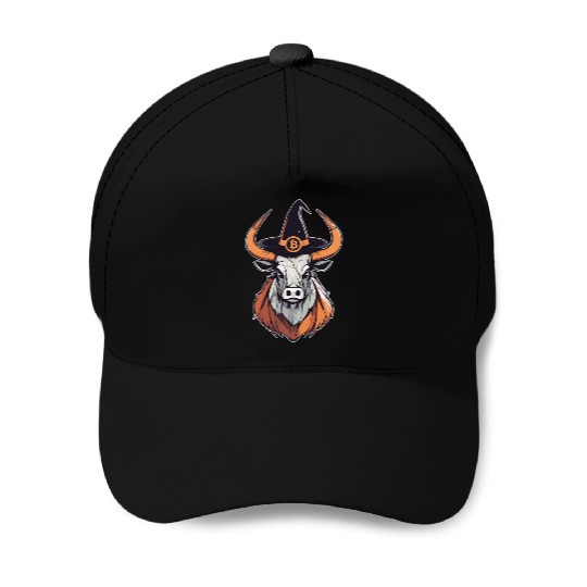 Halloween Bitcoin Wizard Bull Baseball Caps