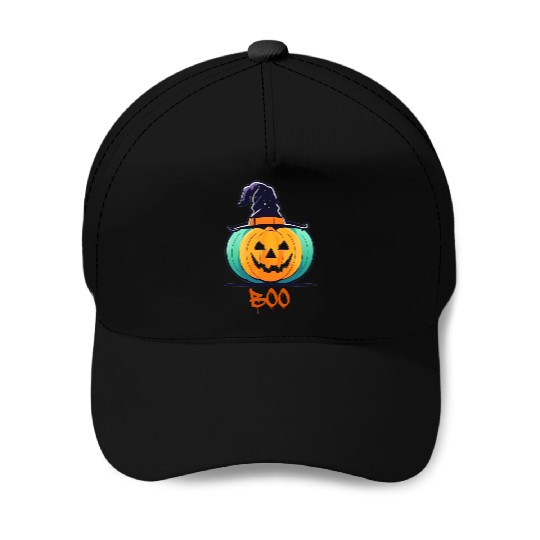 Creepy Halloween Wizard Pumpkin Baseball Caps