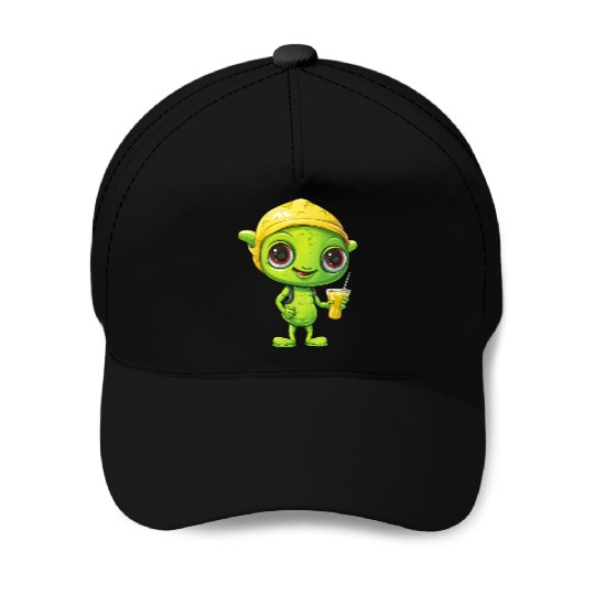 Refreshing Alien Lemonade: Green & Yellow Blend Baseball Caps