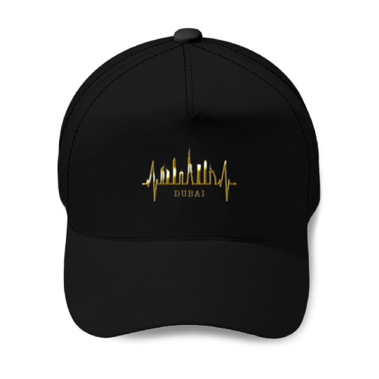 Dubai Skyline Heartbeat Burj Khalifa Silhouette Baseball Caps