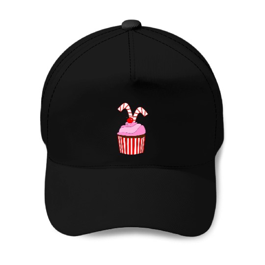 Cupcakes And Candy Canes Baseball Caps