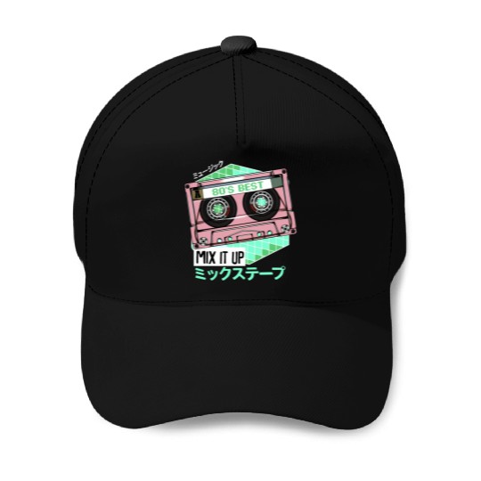Mixtape 80s Japanese Otaku Cassette Tape Kanji Baseball Caps