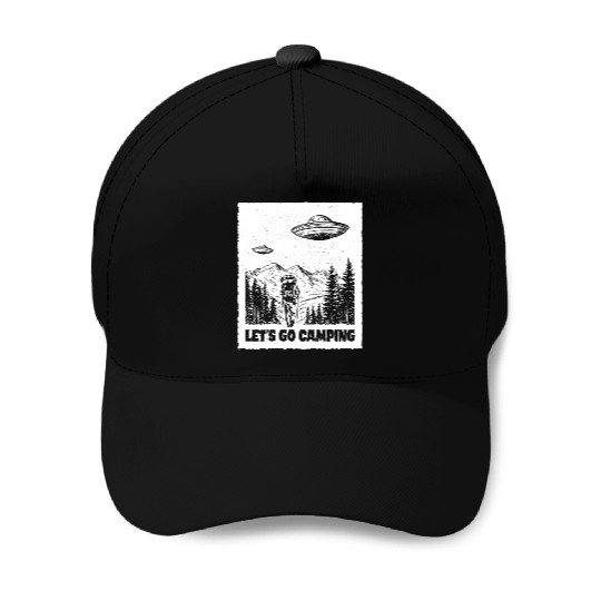 Let's Go Camping - White Ink Baseball Caps