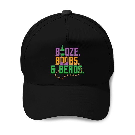 Booze Boobs & Beads Mardi Gras Baseball Caps