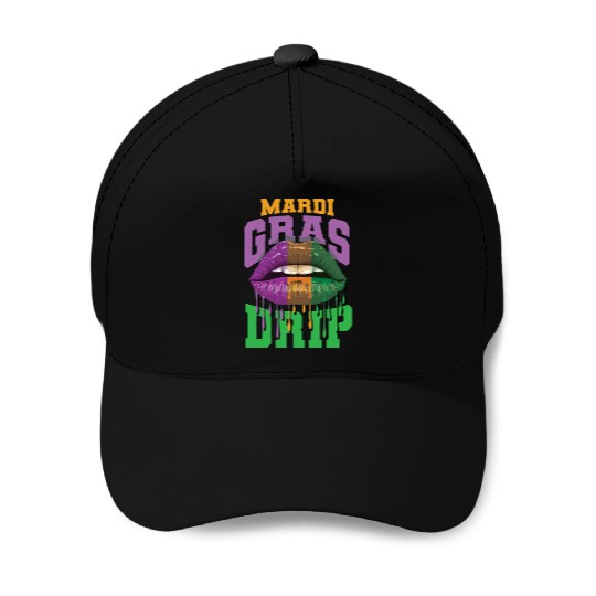 Lips Mardi Gras Drip Baseball Caps