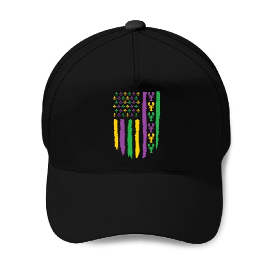 American Flag Lobster Fleur Mardi Gras Baseball Caps
