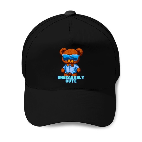 Unbearably Cute Teddy bear - by Brush Boulevard Baseball Caps