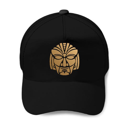 Aztec & Mayan Mask Logo: Minimalist Design Baseball Caps