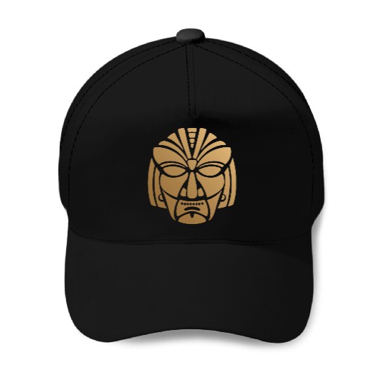 Aztec & Mayan Mask Logo: Minimalist Design Baseball Caps