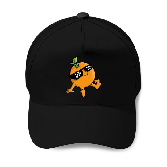 Cool Relaxing Orange Fruit Pixel Sunglasses Face Baseball Caps