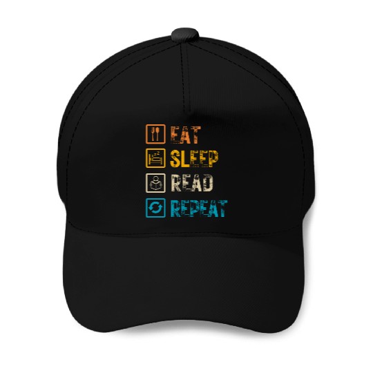 Eat Sleep Read Repeat Baseball Caps
