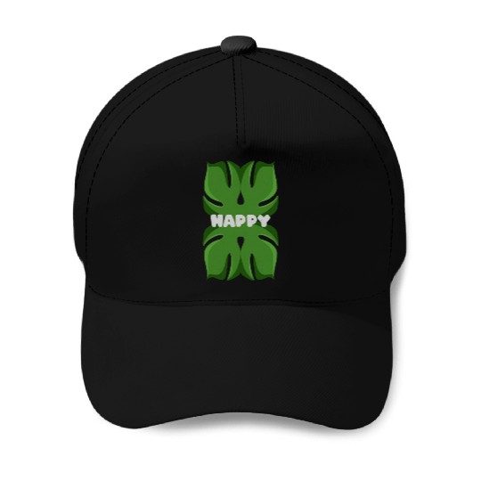 Tropical Leaf Happy Graphic Baseball Caps