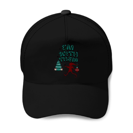 "Im with them" Christmas Elf design Baseball Caps