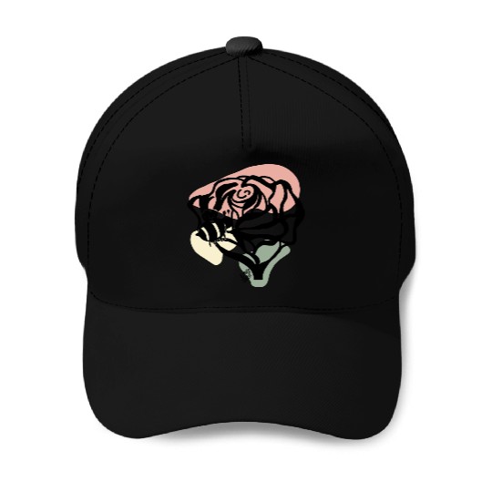 Rose and Bee Doodle Baseball Caps