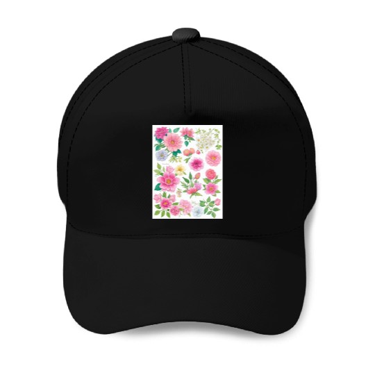 Lavender and Lilac Spring Flowers Baseball Caps