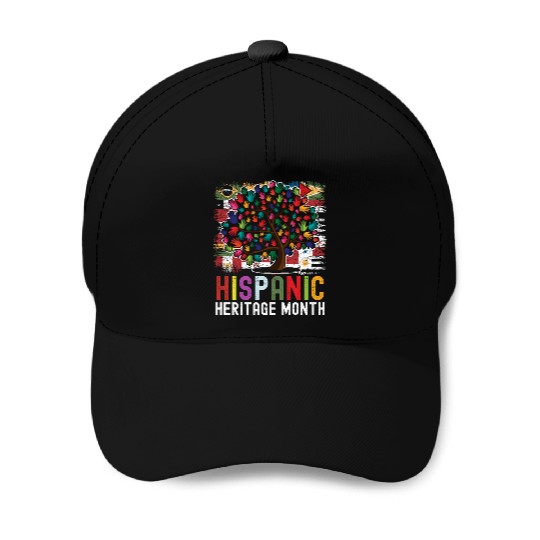 Hispanic Heritage Month Hand Flags Latin Baseball Caps