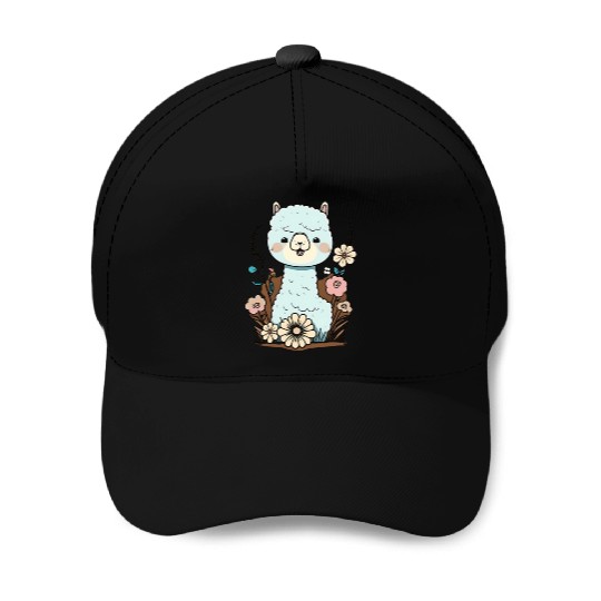 Cute Alpaca Flower Garden Kawaii Llama Lover Baseball Caps
