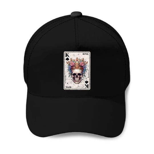 King on Spades Horror Halloween Card Game Creepy Baseball Caps