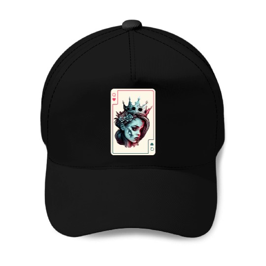 Queen of Hearts Gothic Poker Card Game Halloween Baseball Caps