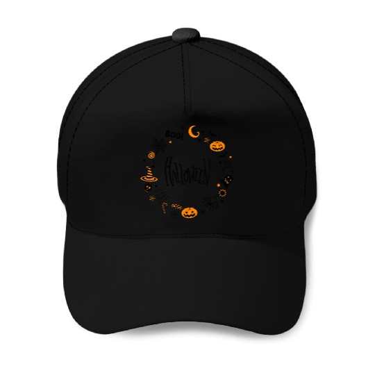 Embroidered Ghost Dogs Trick or Treat Halloween Sw Baseball Caps