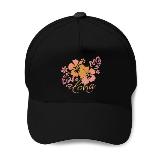 Hawaiian Sunrise Hibiscus Aloha Graphic Baseball Caps
