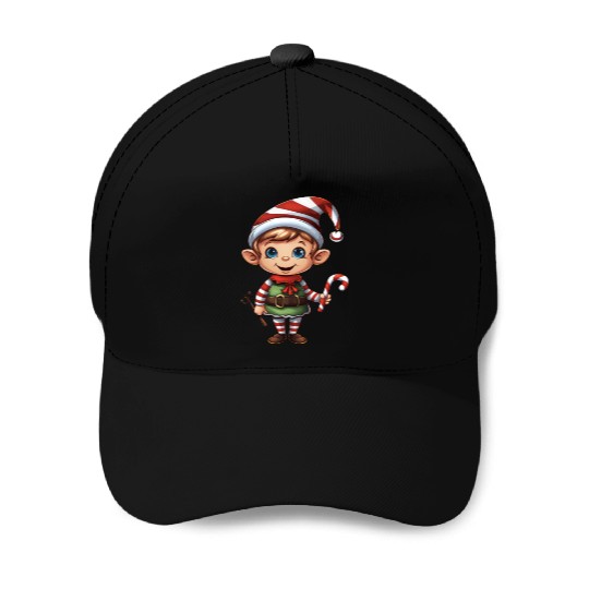 Christmas Elf Candy Cane X-Mas Pajamas Party Baseball Caps