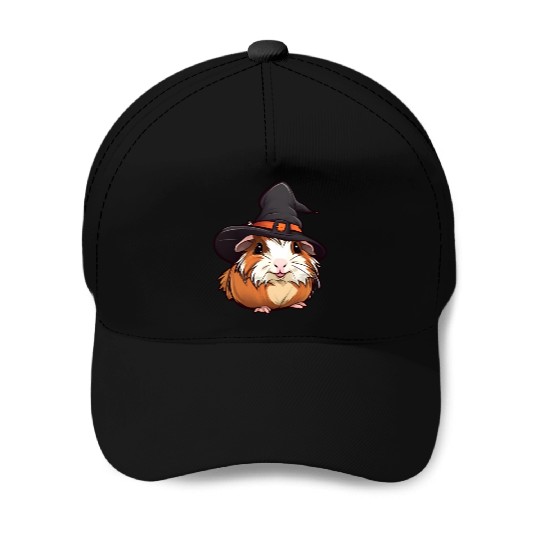 Cute Halloween guinea pig with a witch hat. Baseball Caps