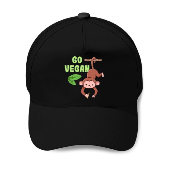 Monkey Design for proud Vegans Baseball Caps