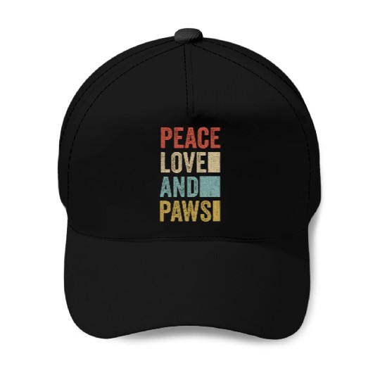 Peace Love And Paws Baseball Caps