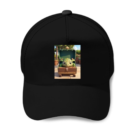 Tortuga grande con caja en jardin Baseball Caps