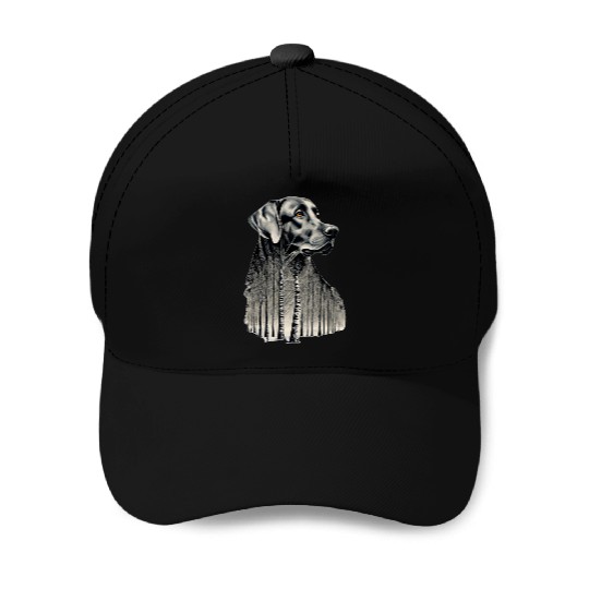 Funny black labrador charcoal drawing Baseball Caps