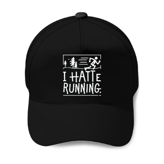 I Hate Running Funny Sarcastic Marathon Runner Baseball Caps