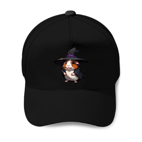 Cute Halloween guinea pig with a witch hat. Baseball Caps