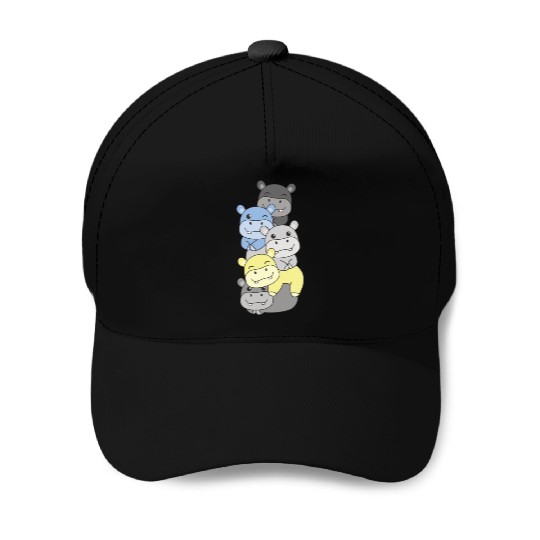 Periboy Flag Pride Lgbtq Cute Hippo Stack Baseball Caps