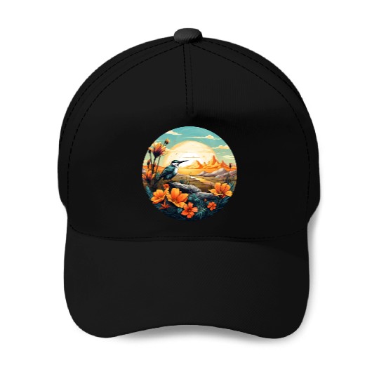 Beautiful Bird And Orange Morning Sunrise Baseball Caps