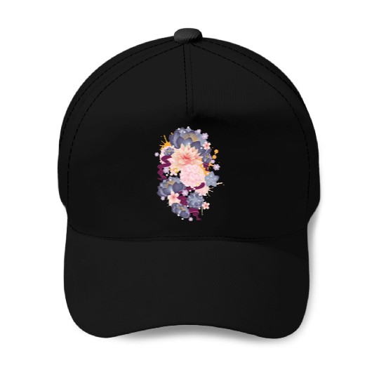 Composition of water lilies, hydrangeas & succulen Baseball Caps