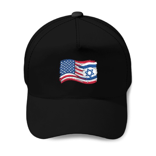 USA Israel flag! We stand with Israel! Baseball Caps