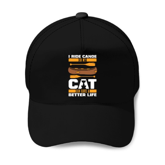 Canoe Canoeing Canoeist Cat Baseball Caps