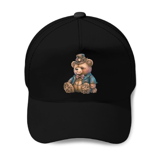 Steampunk Vintage Teddy Bear Baseball Caps
