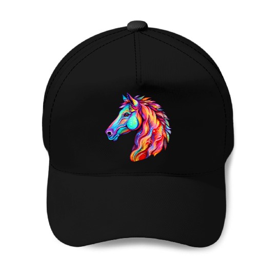 Psychedelic Horse Head Gallop Equine Equestrian Baseball Caps