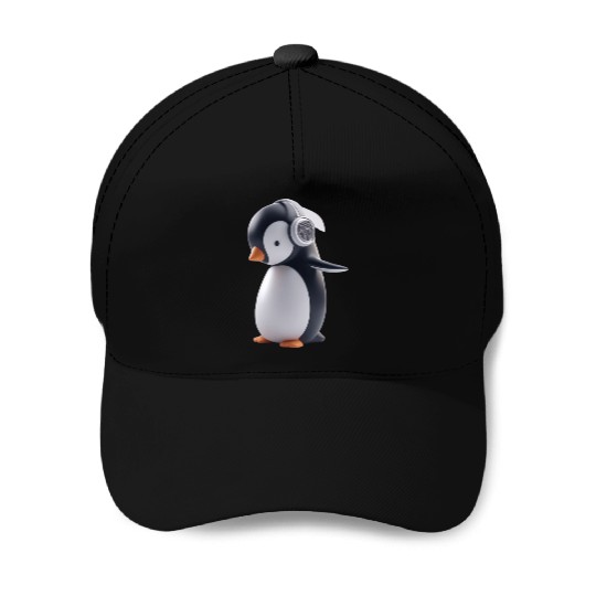 Music Loving Penguin Baseball Caps