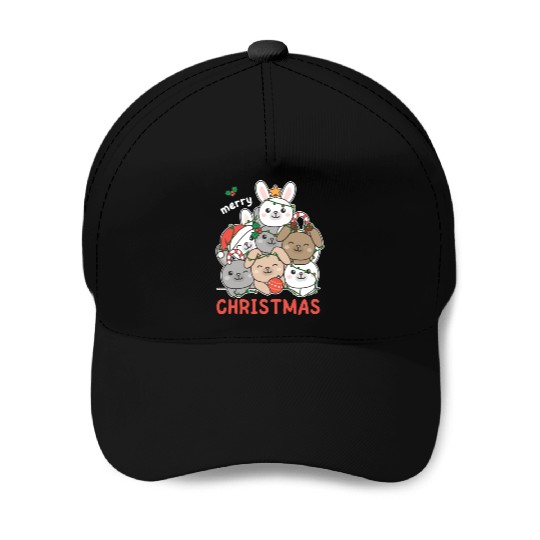 Bunny Christmas Tree Merry Christmas Baseball Caps