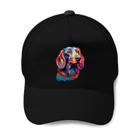 Watercolor Colorful Dachshund Baseball Caps