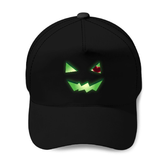 Glowing Green See-Through Jack-O-Lantern w/ Heart Baseball Caps